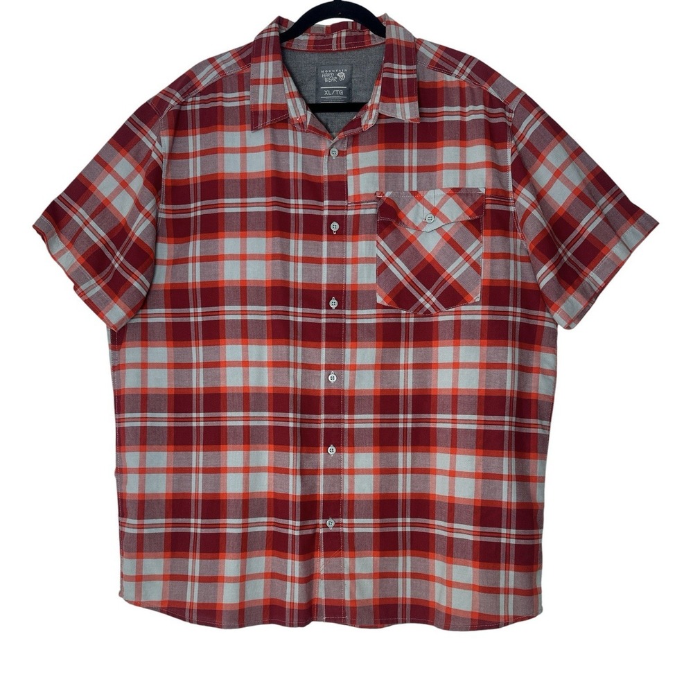 Mountain Hardwear Shirt Mens XL Plaid Short Sleeve Pocket Outdoor